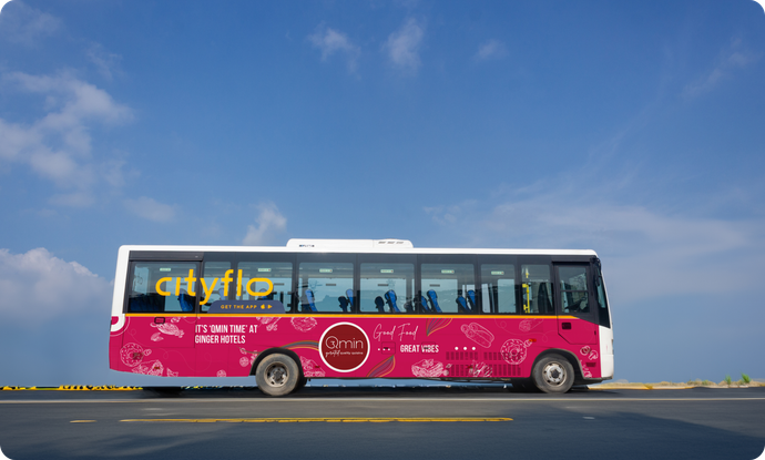 Cityflo bus with The Whole Truth Foods ad in BKC