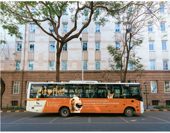 Cityflo ads with The Whole Truth Foods branding in Mumbai and BKC